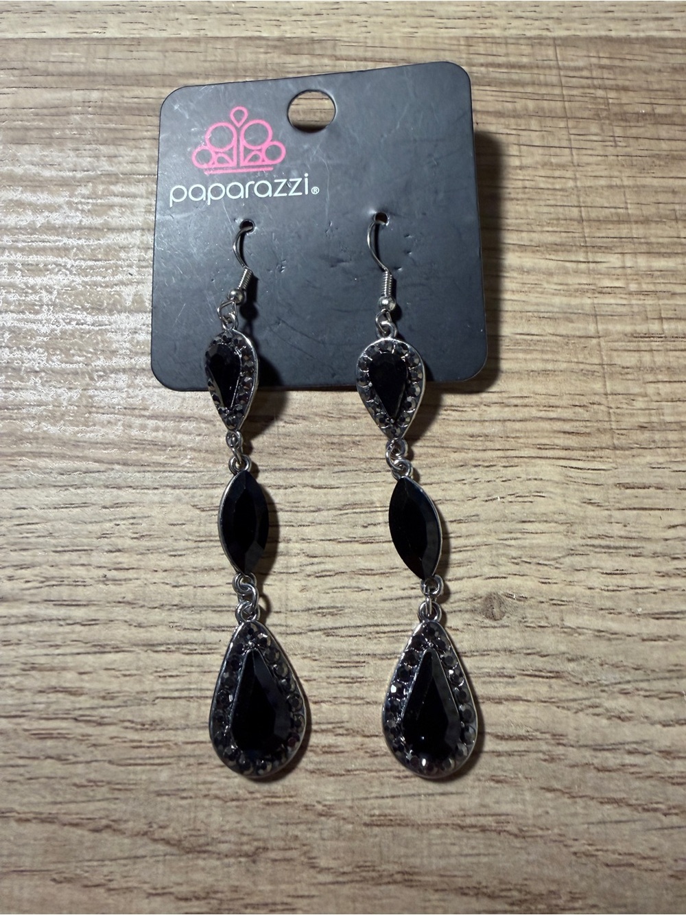 paparazzi Black Faceted Teardrop Dangle Earrings